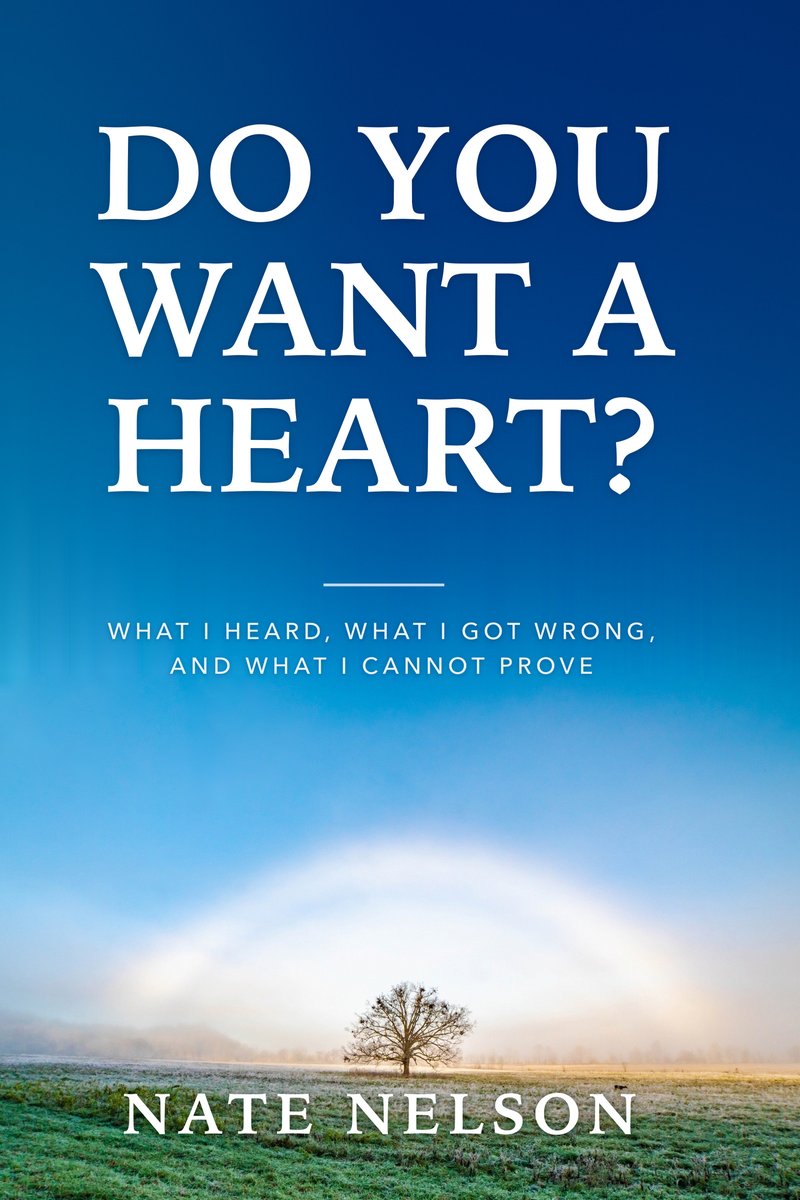 Cover of Do You Want a Heart? by Nate Nelson: a fogbow over a lone tree in a misty field